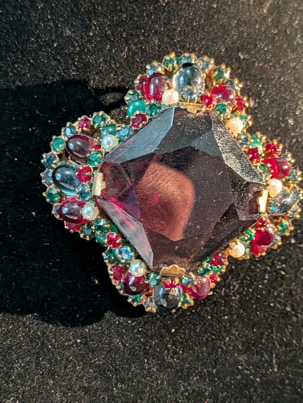 Vintage Original By Robert Purple, Red, Green, Blue Gold Brooch - Picture 1 of 5